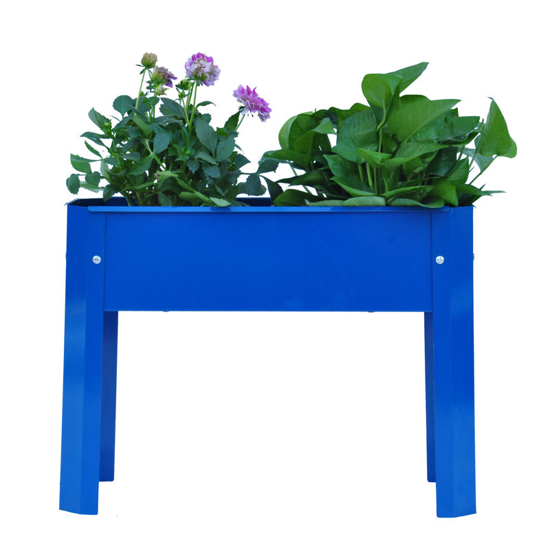 Boîte à fleurs surélevée pour jardin en métal surélevée pour jardin et terrasse, Bleu, H 5 po x l 20 po x P 10 po