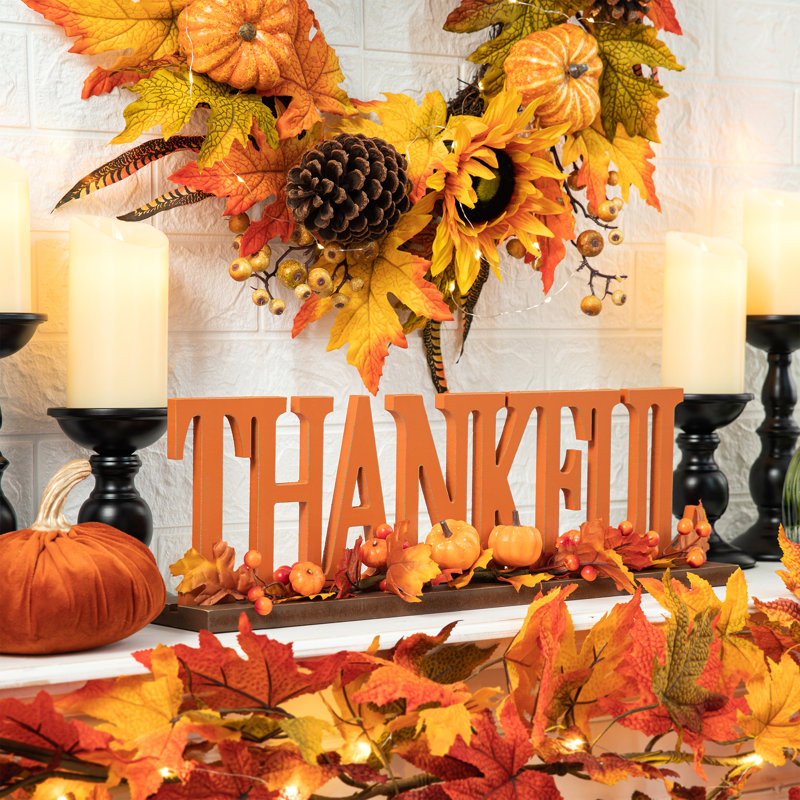 20"L "THANKFUL" Wooden Table Decor