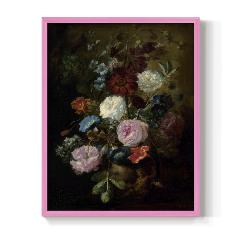 Impression encadrée Demure Dutch Floral II - bois massif, H 21 po x l 17 po, Rose