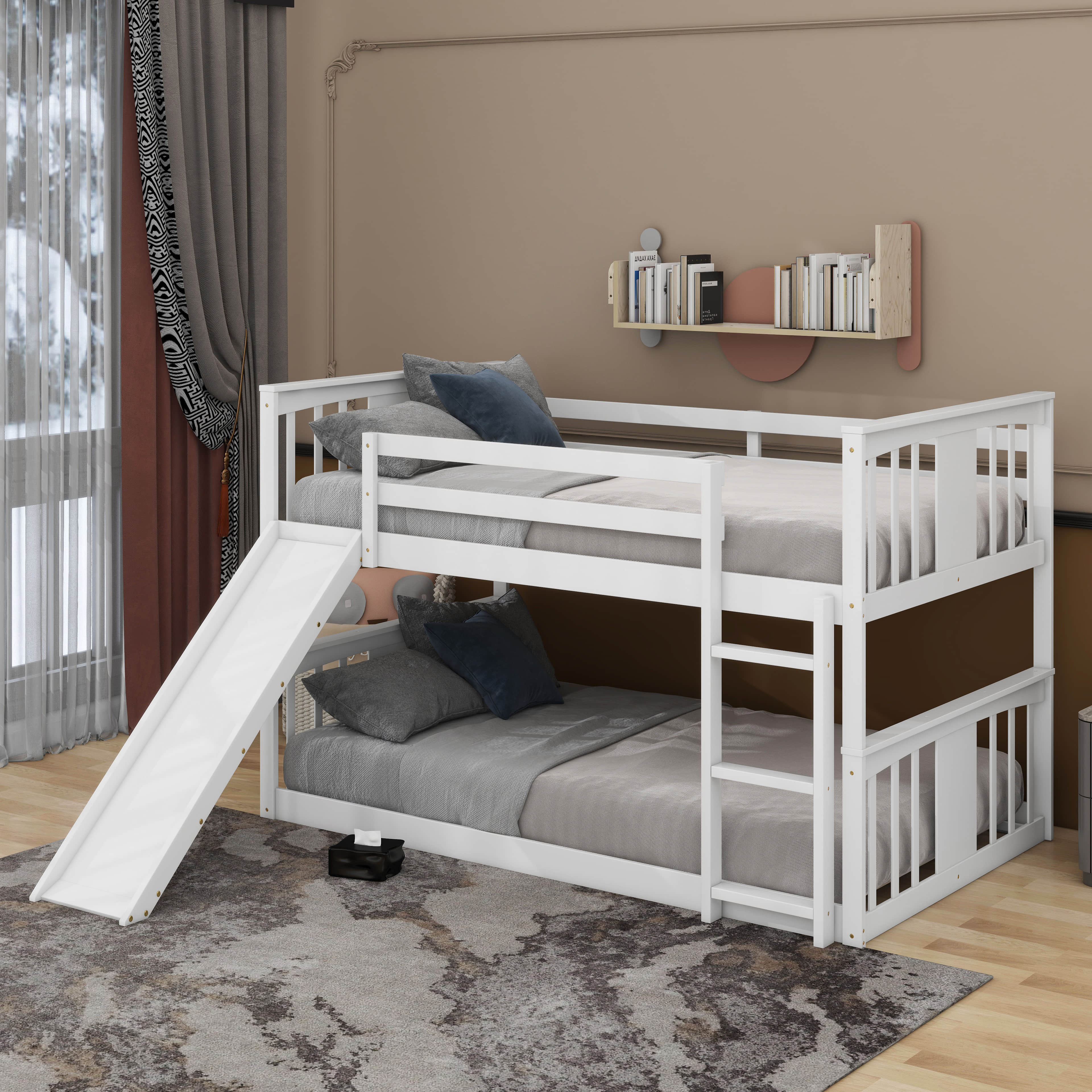 Harriet Bee Twin Over Twin Bunk Bed With Slide And Ladder - Wayfair Canada