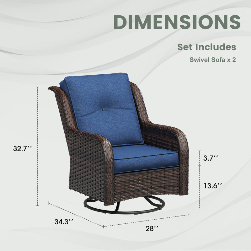 Fauteuil club pivotant avec coussins , Bleu ardoise