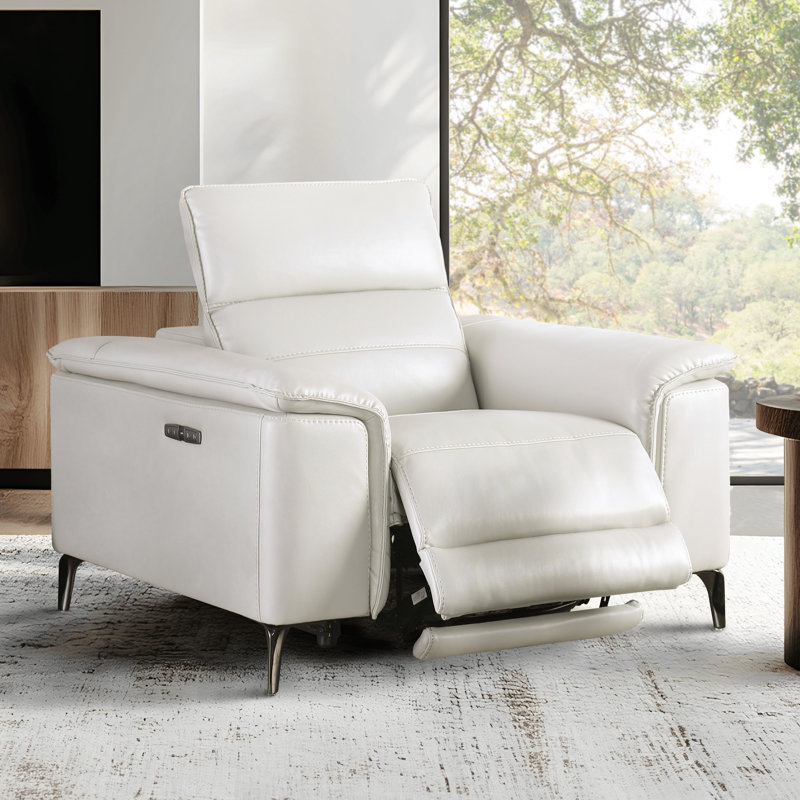 Chelita Faux Leather Power Recliner, Light Taupe Faux Leather