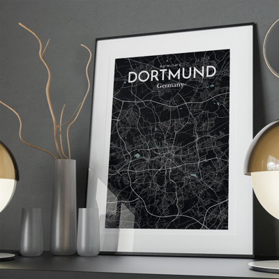 Dortmund City Map In Midnight - No Frame Print
