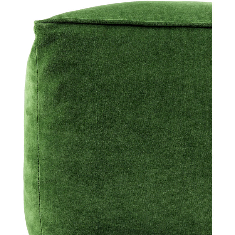 Johnson 16" Square Pouf, Green Velvet