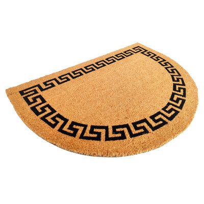 Tapis de porte en fibre de coco grecque / noire L 24 po x L 36 po First Concept