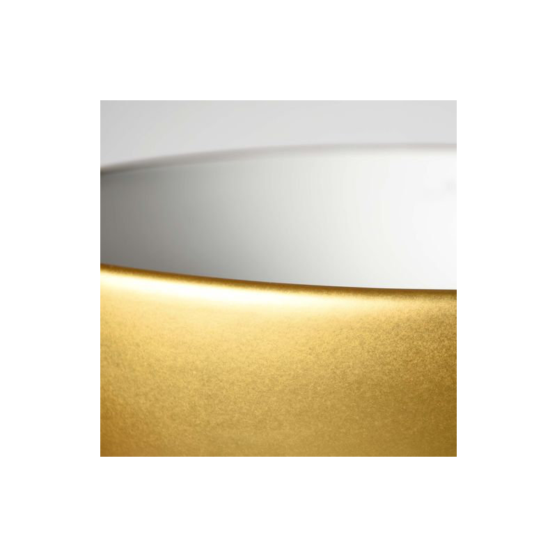 Bliss Ceramic Round Drop-In Bathroom Sink, Matte Gold/White