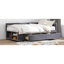 Lit simple avec rangement et velours gris doux pour une chambre relaxante en forme de L - couleur-264264386