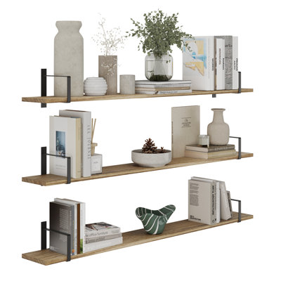 Jeses 48" W Solid Paulownia Wood Bracket Wall Shelf