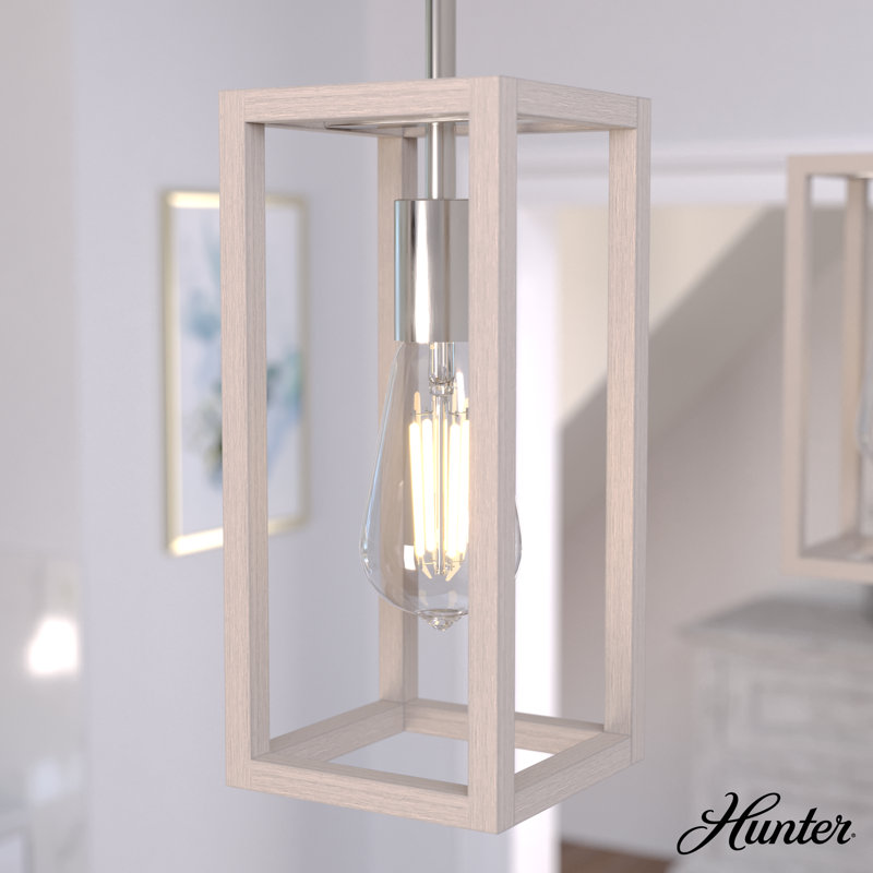 Squire Manor Brushed Nickel 11" Mini Pendant with Bleached Wood Accent