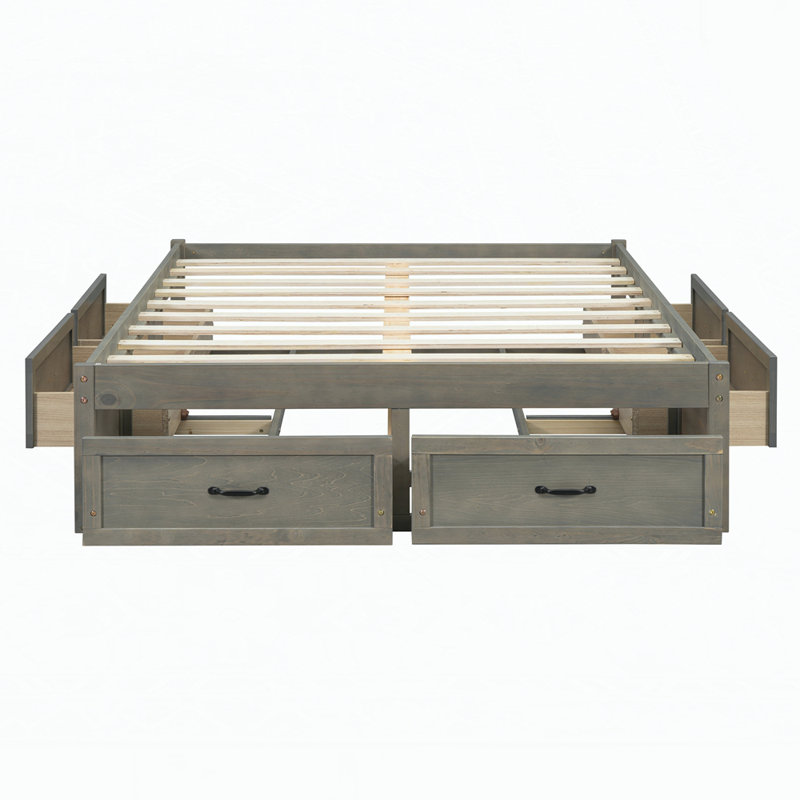 Lit plateforme avec 6 tiroirs de rangement