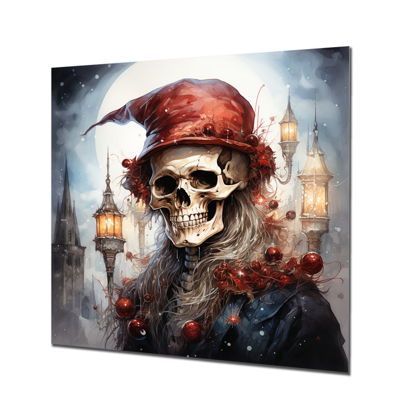 Cauchemar avant Noël Graveyard I - art mural mode crâne en métal, H 16 po x l 16 po x P 1 po