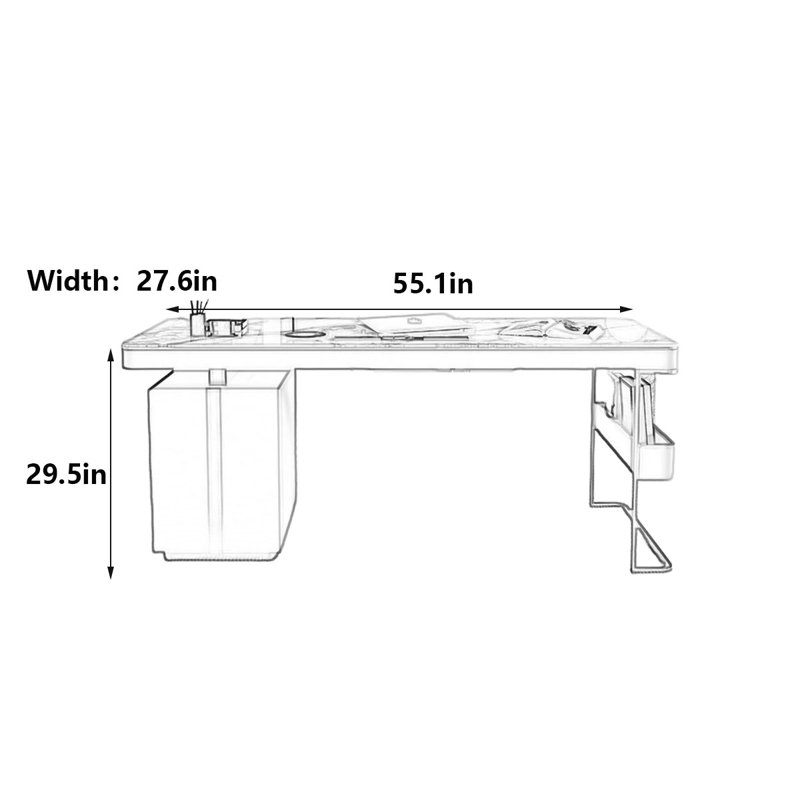 Bureau de luxe italien moderne, H 29,5 po x l 55,1 po x P 27,6 po