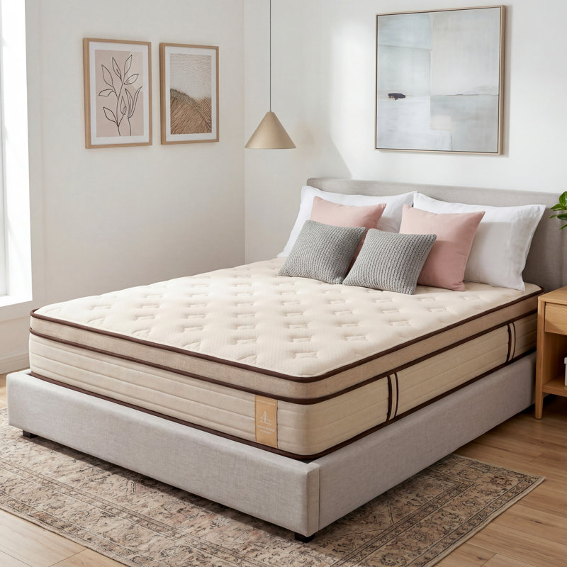Luxury 12" Medium Hybrid Mattress , Queen, White Tufted