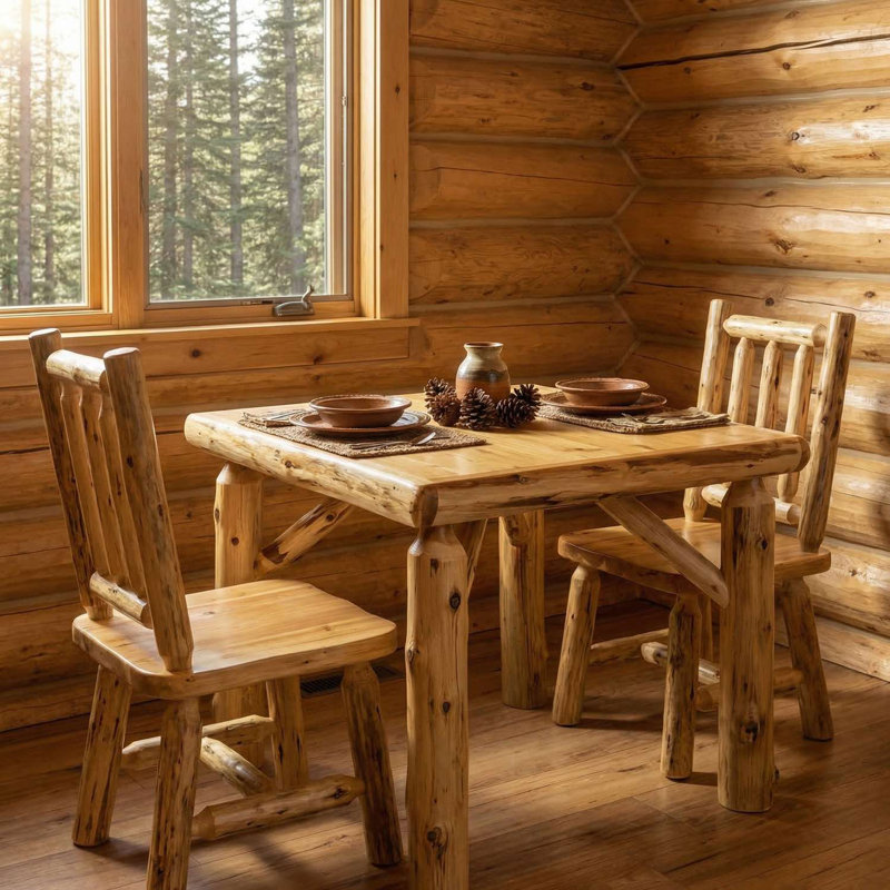 Traditional Cedar Log Cards Table, 36-inch, Natural, Armor