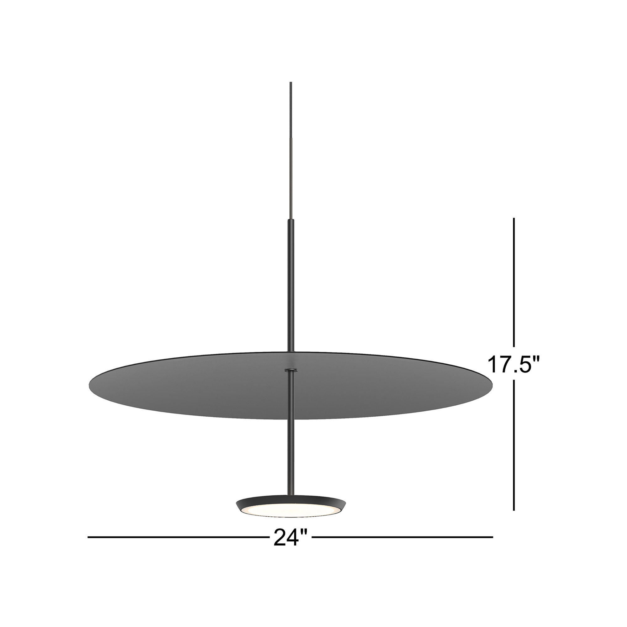 Sky Dome 1 - Light LED Pendant, Black, Matte Black, 17.5" H x 24" W x 24" D