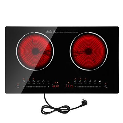 Plaque de cuisson électrique de 61 cm (24 pouces) avec deux brûleurs, 1800 W, 120 V, à induction, pour une utilisation sur comptoir ou encastrée, dotée de 9 niveaux de puissance, d'une minuterie, d'une sécurité enfant, d'une protection contre la surchauffe et de commandes tactiles.