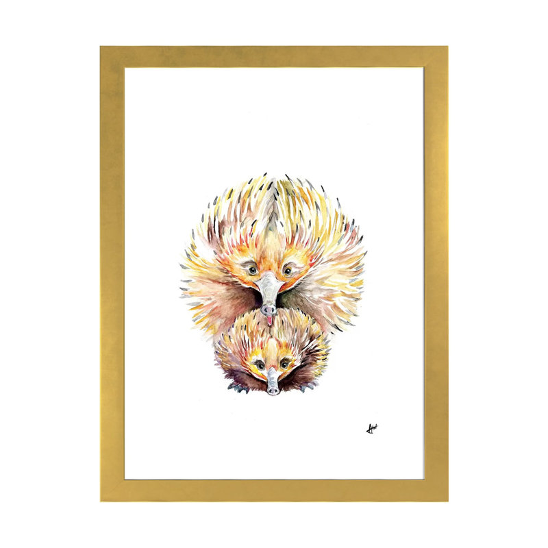 Décoration murale énigmatique Echidnas pour enfants, H 32 po x l 24 po x P 1 po, Papier encadré doré
