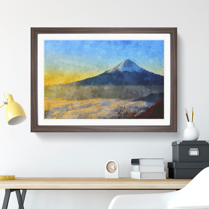 Mount Fuji - Picture Frame Painting, 48cm H x 65cm W x 2cm D, Walnut Framed