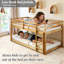 Lit superposé simple au-dessus d'un lit simple avec échelle et barrières de sécurité, structure de lits superposés en bois massif pour adolescents et adultes-1661906054