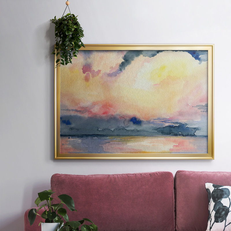 Toile tendue avec cadre Prism Seascape III, Or, H 18 po x l 26 po x P 1,5 po