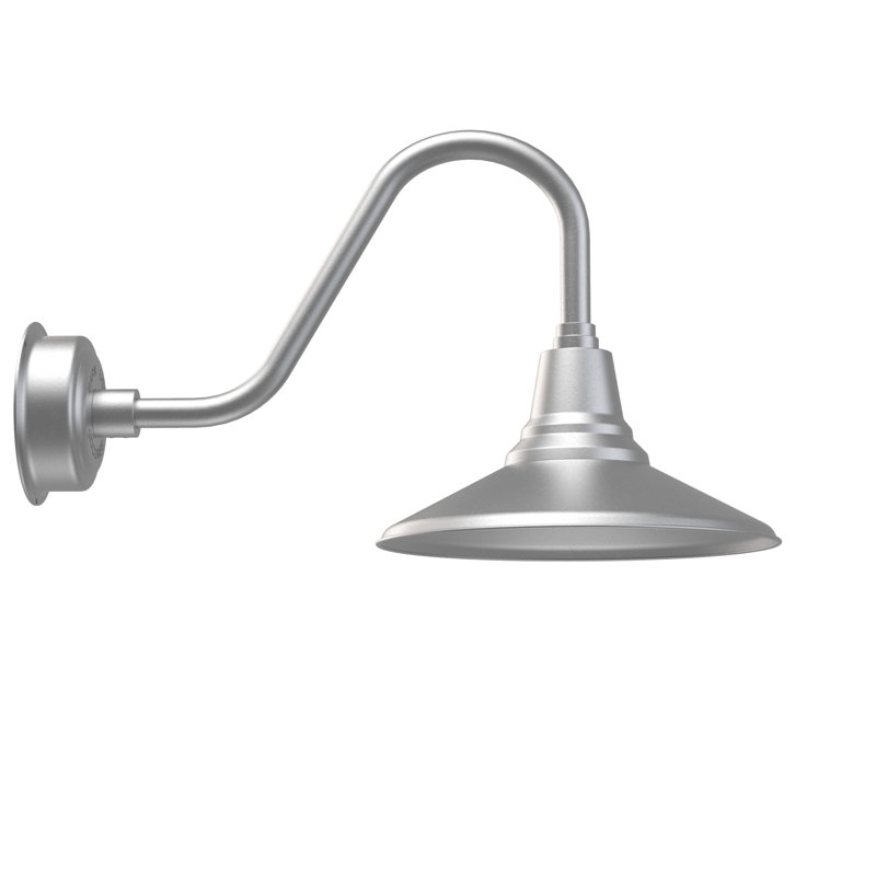 Luminaire de grange d'extérieur Albali, Argent galvanisé, H 14,37 po x l 14 po x P 26 po