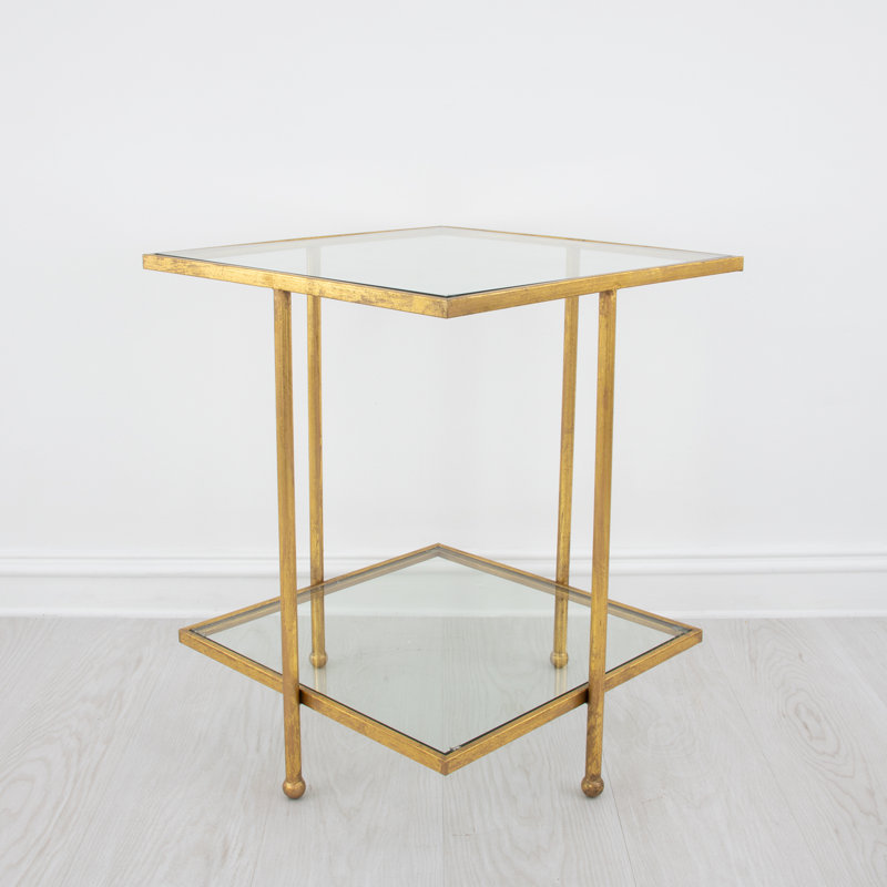 Romana End Table, Antiqued Gold Leaf