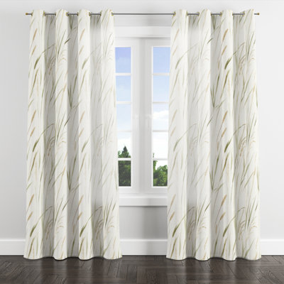 Floral Window curtains - Green Beach Grass Grommet Curtain - 1 Panel
