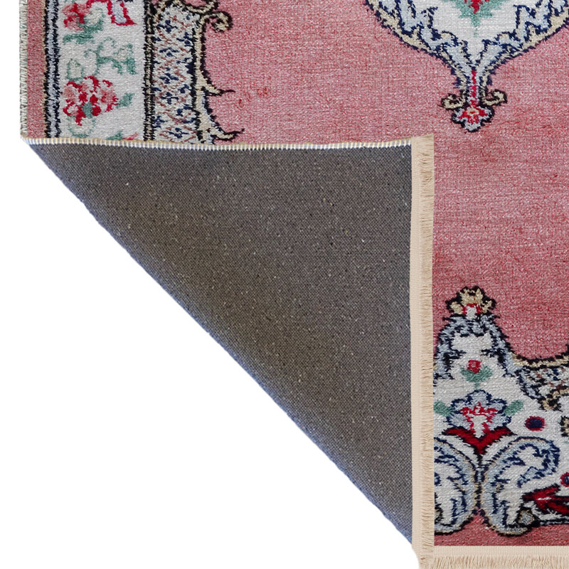 Tapis décoratif rétro à motif rose, Rectangle 4 pi 11,06 po x 7 pi 6,55 po