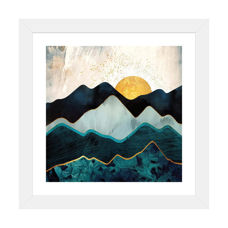 Glacial Hills - impression d'art graphique, 24" H x 24" W x 1" D, Blanc, White Framed Paper