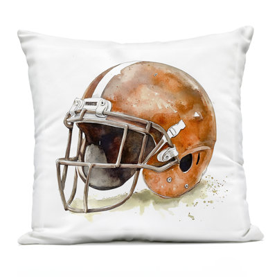 Red Football Helmet Outdoor Printed Pillow, design by Creative Studio