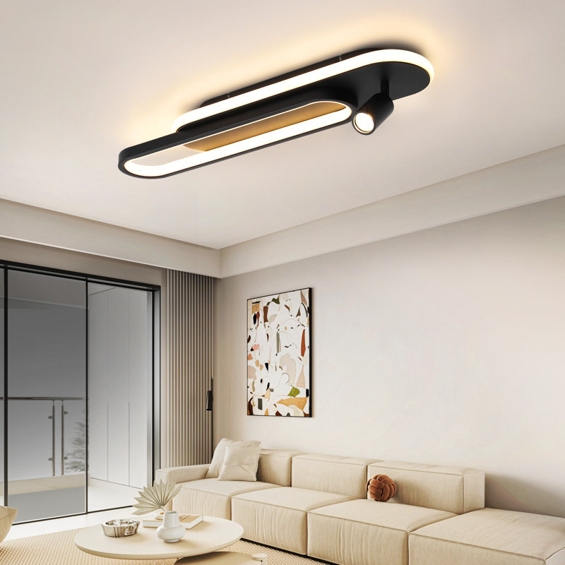 LED Dimmable Flush Mount, Matte Black