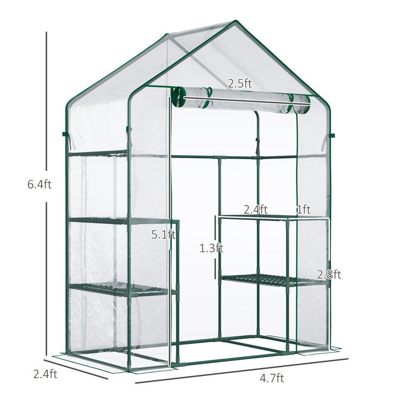 Outsunny 5' X 2.5' X 6.5' Mini Walk-In Greenhouse Kit