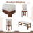 6-Piece Extendable Dining Set with Curved Tabletop & Bench Seating