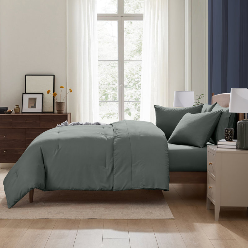 Ensemble d'édredon en microfibre 7 pièces avec draps, Édredon de très grande taille et 6 pièces suppl, Pin doux