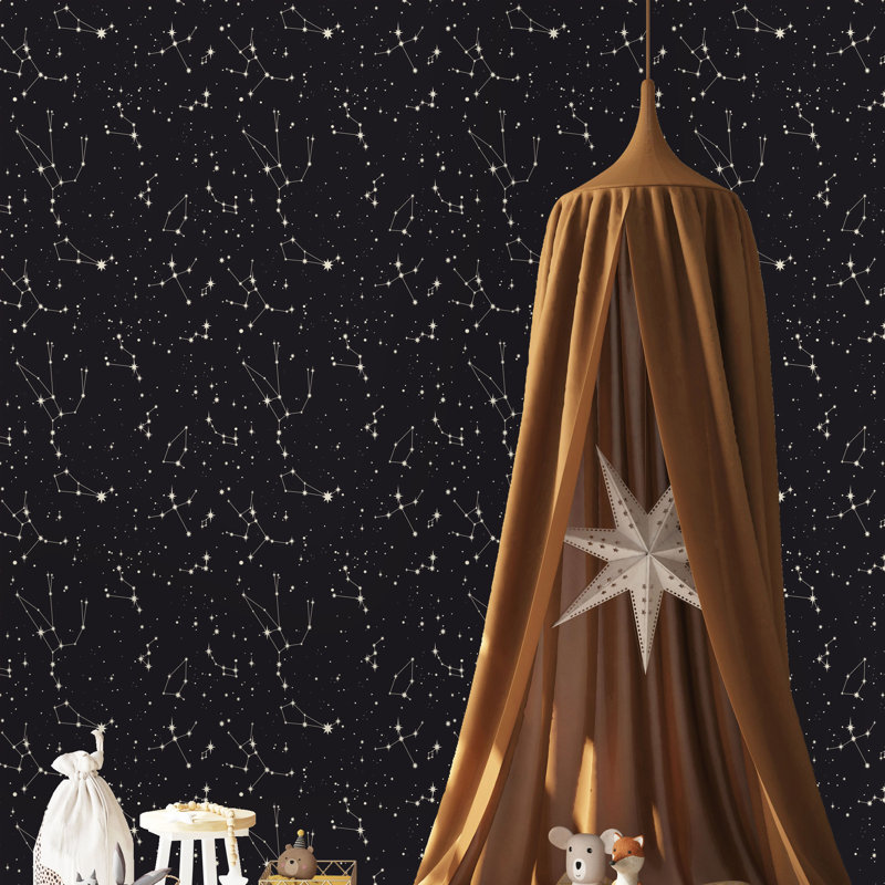 Rouleau de papier peint adhésif Fritsche Star Constellation, 16.67" L x 25" W