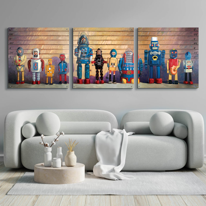 «Epic Art» Usual Sus »par Eric Joyner, ensemble d'art mural en verre acrylique, 3 pièces, H 36 po x l 108 po