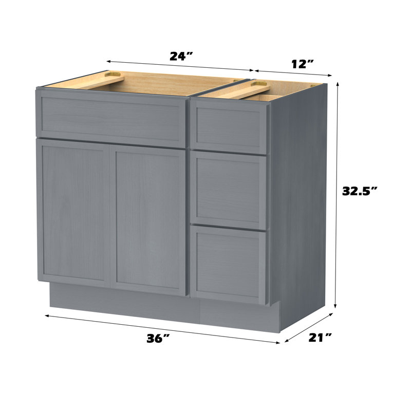 Base de meuble-lavabo simple 36 po seulement, Argent argent