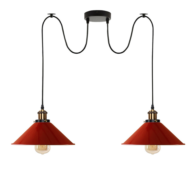 Lofton 2 - Light Gold Cluster Pendant, Red