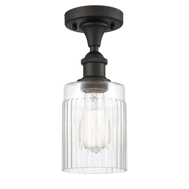 Plafonnier semi-encastré en verre Kamena, Clair, Ampoule DEL 6 watts rétro, Bronze frotté à l'huile