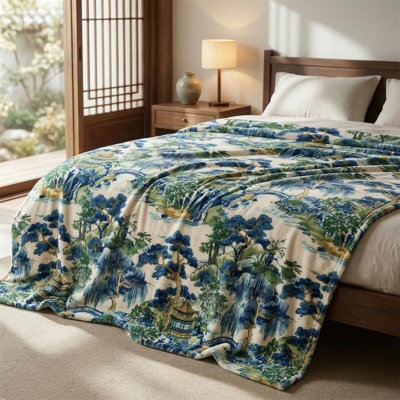 Jeté chinoiserie, couvertures en fausse fourrure moelleuse en forme de montagne pour les canapés-lits, style maison de campagne, cadeaux idéaux pour les adultes, 30 x 40
