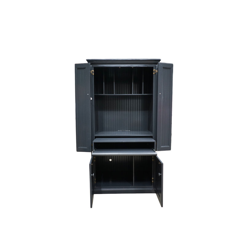 Neasa Solid Wood Base Armoire Desk, Iron Ore