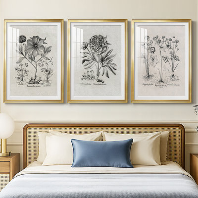 Motif floral rétro vintage avec motif encadré personnalisé - 3 pièces