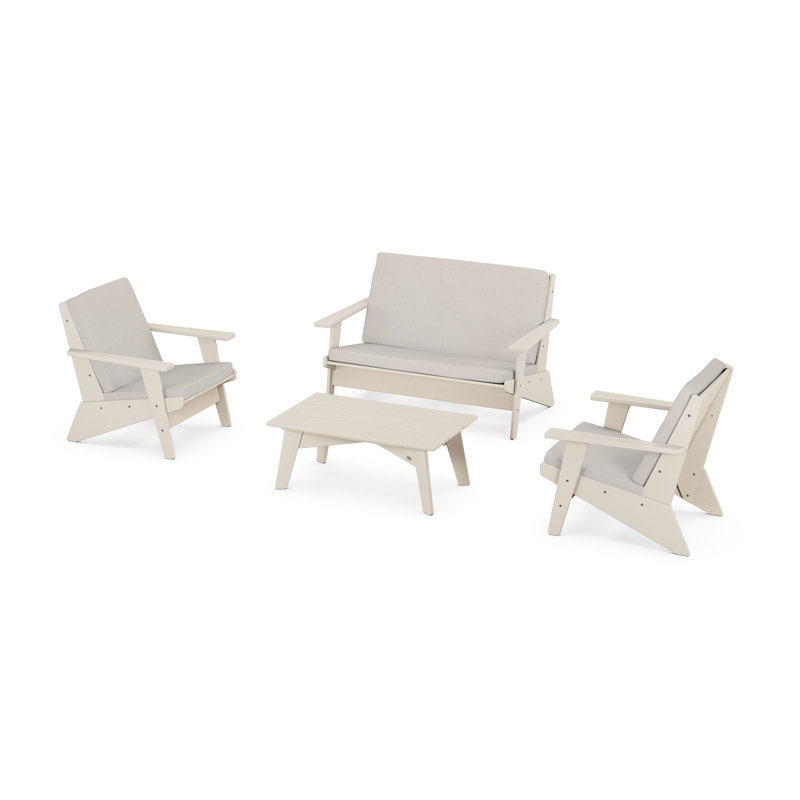 Riviera Modern Lounge 4-Piece Set, Sand, Cast Ash
