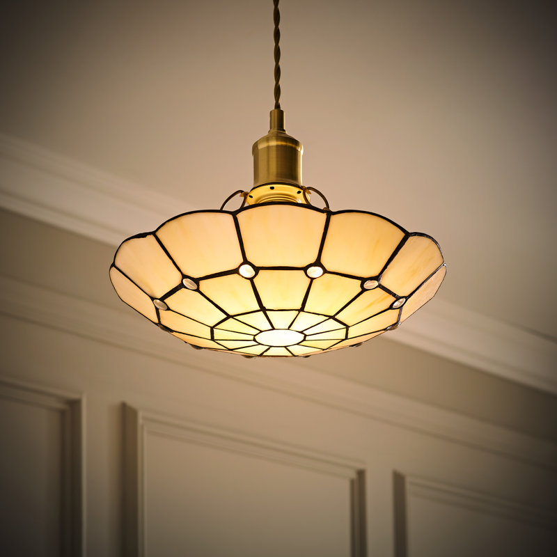7cm H Glass Bowl Pendant Shade ( Screw On ), Beige