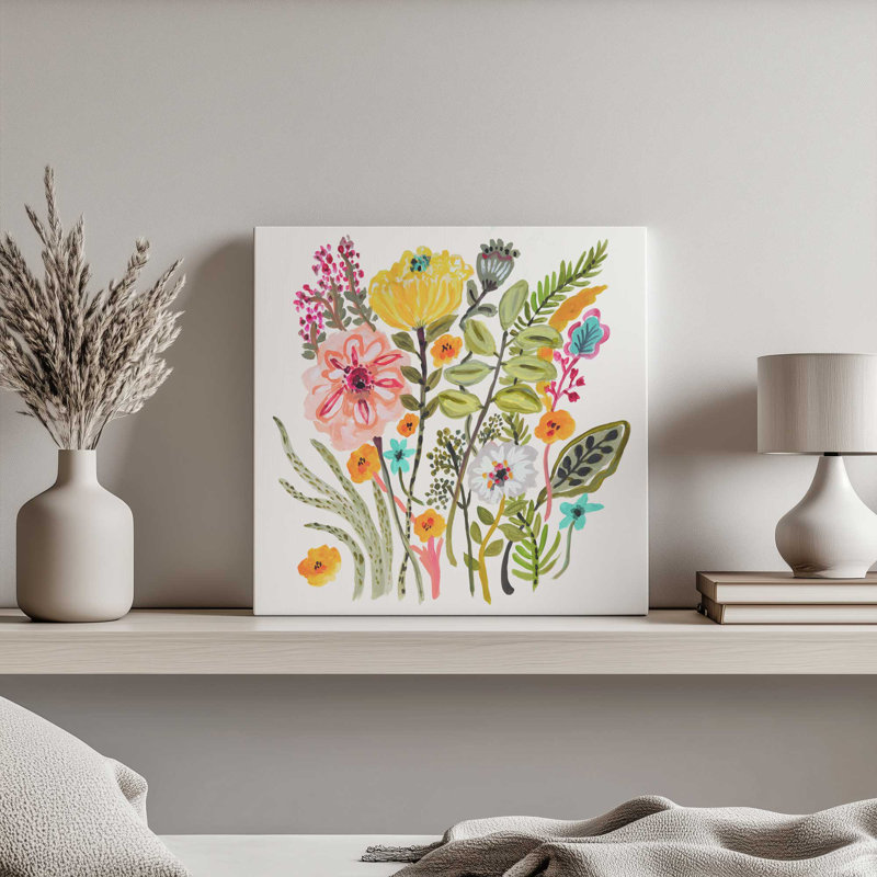 «Colorful Floral Bouquet VI» par Karen Fields, reproduction d'art sur toile, H 12 po x l 12 po