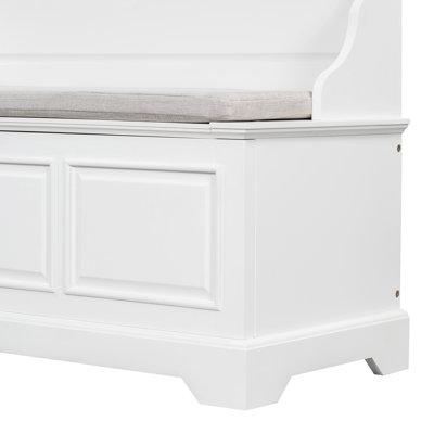 Shoe Bench, Retro Shoe Storage Bench with Safe Soft-Close Devices, Storage Chest with Hidden Storage and Cushion for Entryway, Hallway, Living Room (White)