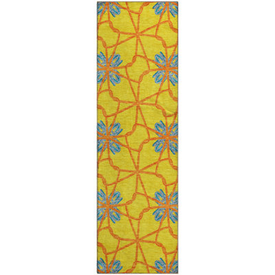 Premium Machine Washable Prisco Yellow Rug