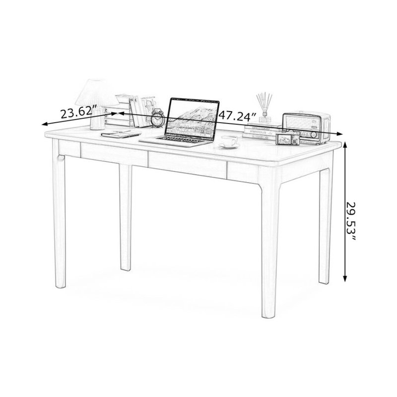 Bureau rectangulaire moderne et simple avec tiroirs, H 29,53 po x l 47,24 po x P 23,62 po, Gris