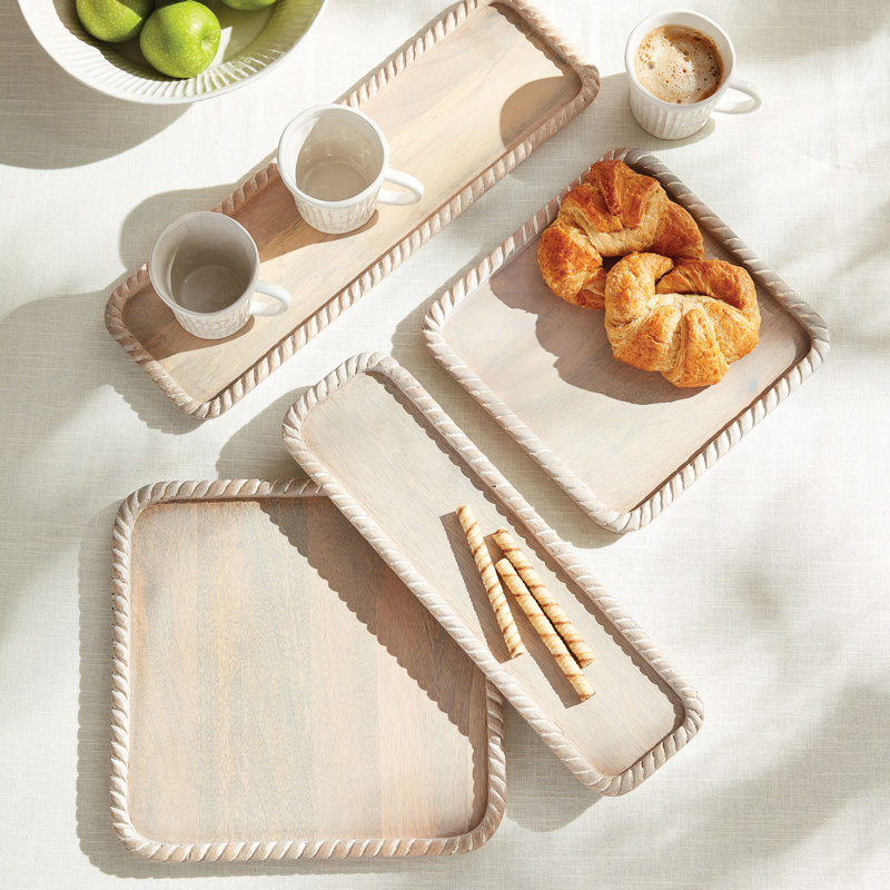 Solid Wood Decorative Tray, White