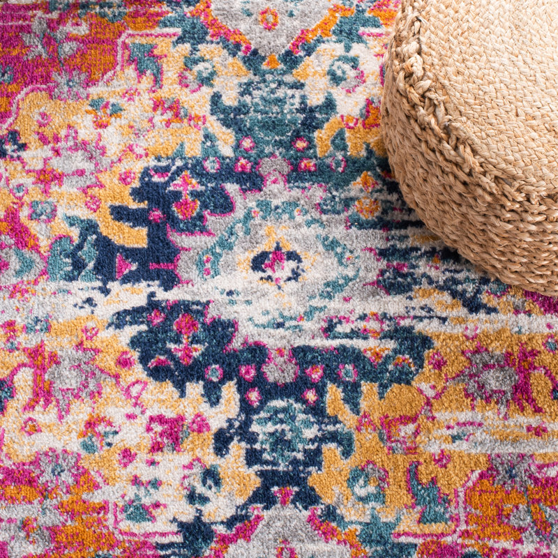 Tapis Felty 154 fuchsia / doré, Rond 3 pi